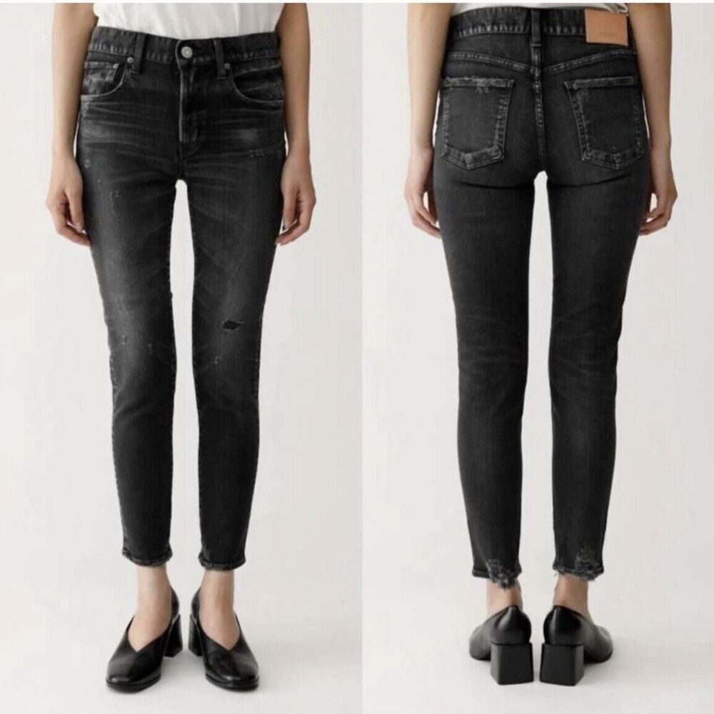 Moussy Vintage Velma Faded Black Distressed Skinny Jeans 24